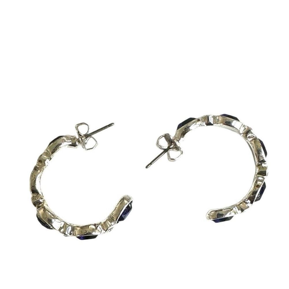 Avon Sapphire blue silver tone Hoop Earrings - Picture 8 of 8